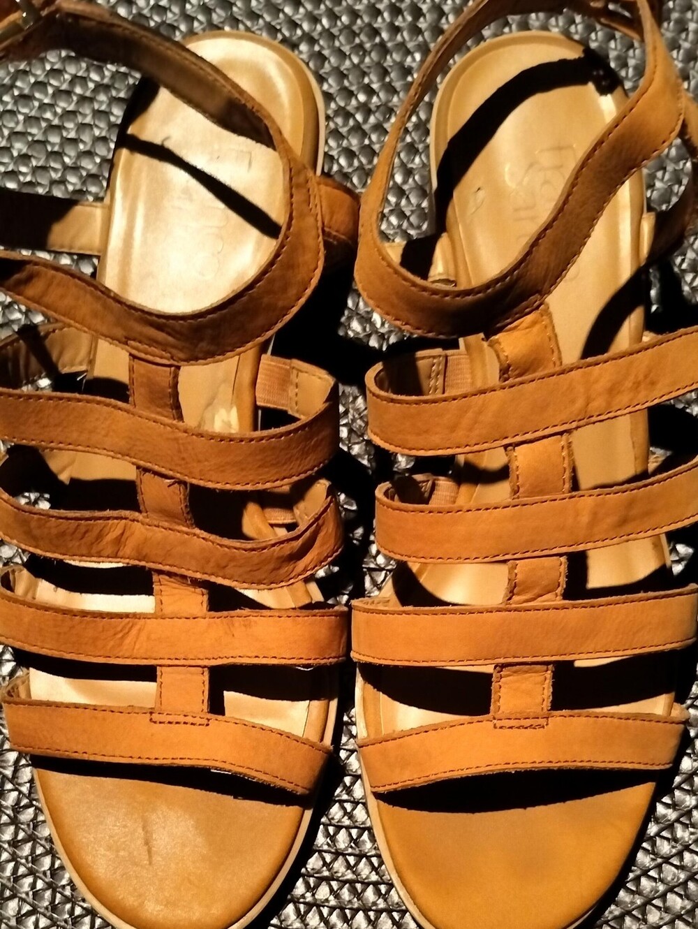 Franco Sarto Tan Strappy Leather Sandals